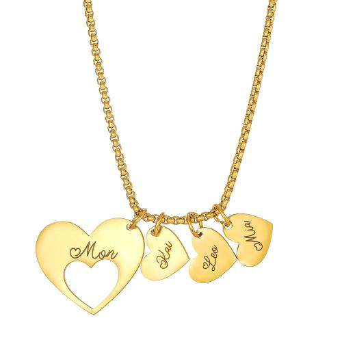 Acier inoxydable 304 collier, avec 5cm chaînes de rallonge, coeur, Placage, Bijoux Fête des Mères & pour femme & creux, plus de couleurs à choisir Environ 60 cm, Vendu par PC