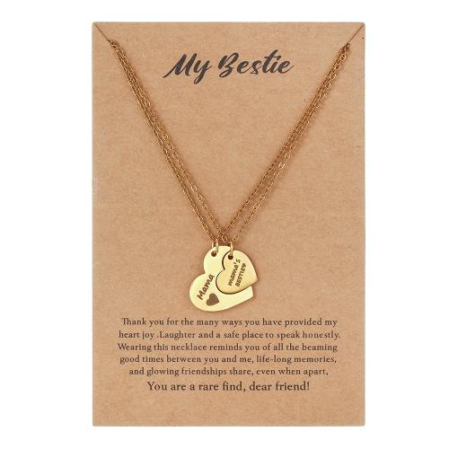 Acier inoxydable 304 collier, avec 5cm chaînes de rallonge, coeur, Placage, 2 pièces & Bijoux Fête des Mères & pour femme & creux, plus de couleurs à choisir Environ 45 cm, Vendu par PC