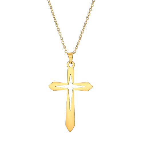 Acier inoxydable 304 collier, avec 5cm chaînes de rallonge, croix, Placage, pour femme & creux, plus de couleurs à choisir Environ 45 cm, Vendu par PC