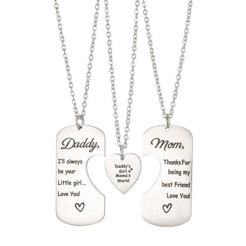 Acier inoxydable 304 Collier puzzle, coeur, unisexe & avec le motif de lettre, couleur originale Environ 45 cm, Vendu par fixé