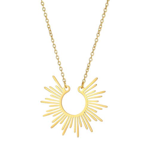 Acier inoxydable 304 collier, avec 5cm chaînes de rallonge, soleil, Placage, bijoux de mode & pour femme, plus de couleurs à choisir Environ 41 cm, Vendu par PC