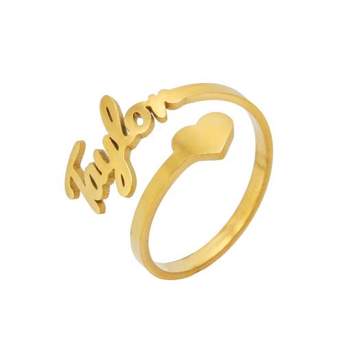 Acier inoxydable 304 Cuff Bague, Lettre d’alphabet, Placage ionique sous vide, styles différents pour le choix & pour femme Vendu par PC