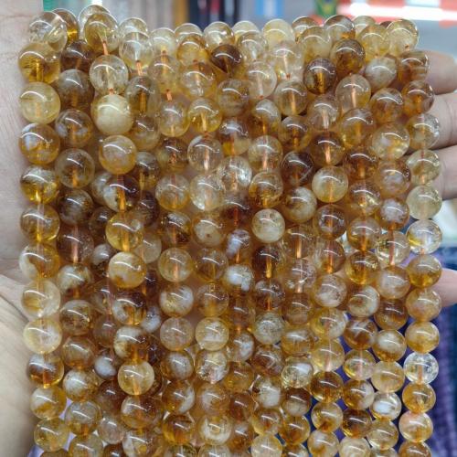 Cristal en jaune naturelles, perles de citrine, Rond, DIY & normes différentes pour le choix Environ 35-38 cm, Vendu par brin[