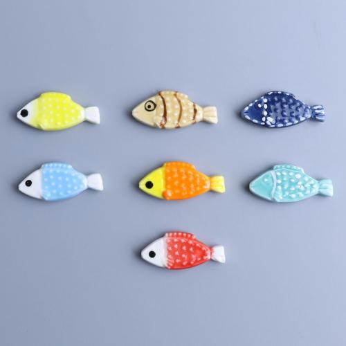 Perles porcelaine animaux, poisson, dessiné à la main, DIY, plus de couleurs à choisir Environ 2.1mm Vendu par sac