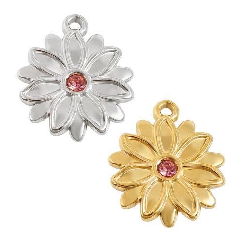 Pendentifs en acier inoxydable strass, Acier inoxydable 304, margueritepâquerette, Placage, DIY & avec strass, plus de couleurs à choisir Vendu par sac