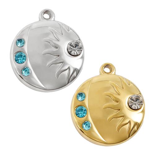 Pendentifs en acier inoxydable strass, Acier inoxydable 304, soleil, Placage, DIY & avec strass, plus de couleurs à choisir Vendu par sac
