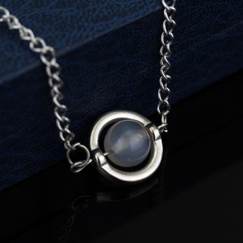 alliage de zinc collier, avec Moonstone, Placage, rotatif & pour femme Environ 40 cm, Vendu par PC