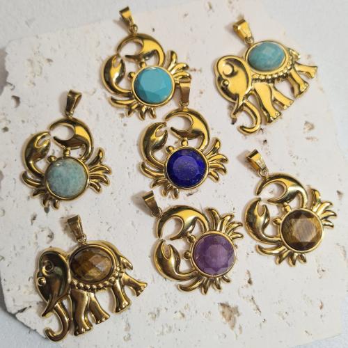 Pendentif bijoux de pierre gemme, avec Acier inoxydable 304, Placage de couleur d'or, DIY & différents matériaux pour le choix & facettes, Vendu par PC