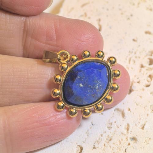 Pendentif bijoux de pierre gemme, Acier inoxydable 304, avec pierre gemme, Placage de couleur d'or, DIY & différents matériaux pour le choix & facettes Vendu par PC