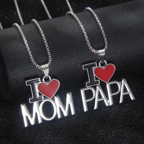 304ステンレススチール ネックレス, とともに 亜鉛合金ペンダント, アルファベット文字, ユニセックス & 異なるスタイルを選択 & エナメル, オリジナルカラー, 長さ:約 70 センチ, 売り手 パソコン