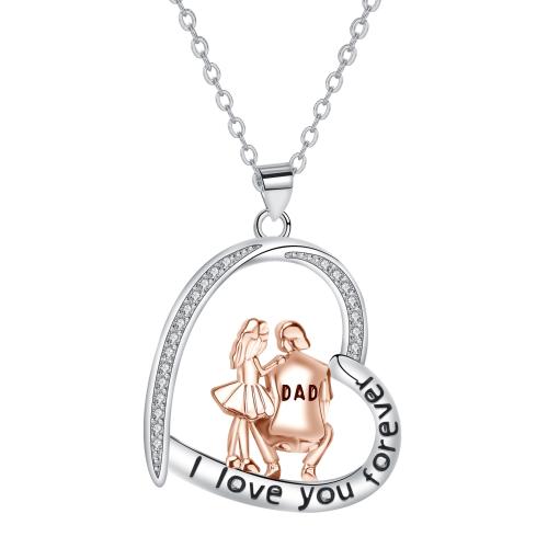 laiton collier, avec 5cm chaînes de rallonge, coeur, Placage, Chaîne transversale & pavé de micro zircon & pour femme Environ 45 cm, Vendu par PC