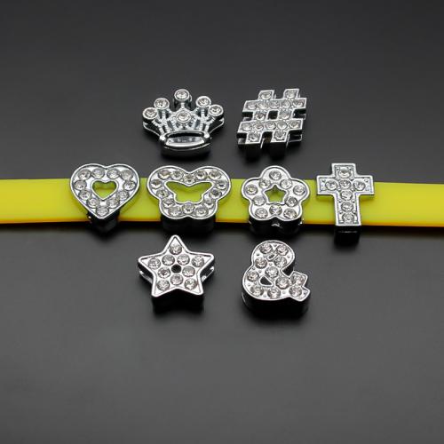 Perles strass en alliage de zinc, chrome plaqué, DIY & styles différents pour le choix & avec strass, Vendu par PC