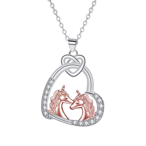 laiton collier, avec 5cm chaînes de rallonge, coeur, Placage, Chaîne transversale & Bijoux Fête des Mères & pavé de micro zircon & pour femme Environ 45 cm, Vendu par PC