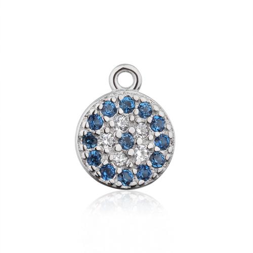 Zircon Micro Pave pendentif en argent sterling, Argent sterling 925, Rond, DIY & styles différents pour le choix & pavé de micro zircon, Vendu par PC