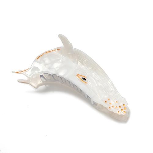 Feuille d'acétate griffes pince à cheveux, Requin, conception océan & pour femme, blanc, Vendu par PC