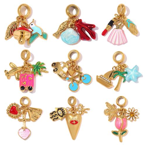 エナメル質のステンレス　ペンダント, 304ステンレススチール, ゴールドメッキ, DIY & 異なるスタイルを選択 & ライン石のある, 3パソコン/バッグ, 売り手 バッグ