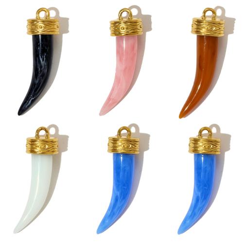 樹脂ジュエリーペンダント, 304ステンレススチール, とともに 樹脂, 牛の角, ゴールドメッキ, DIY, 無色 3パソコン/バッグ, 売り手 バッグ