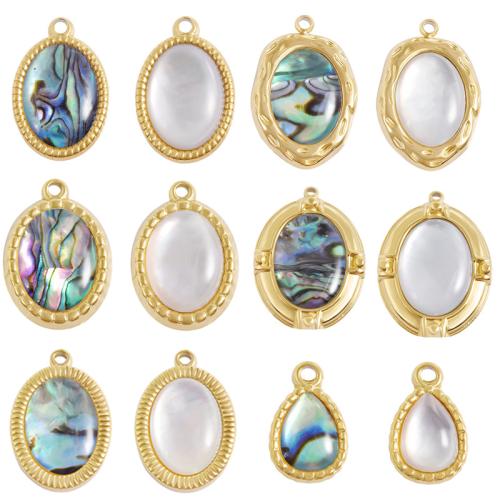 天然シェル・ペンダント, 304ステンレススチール, とともに 貝, メッキ, DIY & 異なるスタイルを選択, 10パソコン/バッグ, 売り手 バッグ