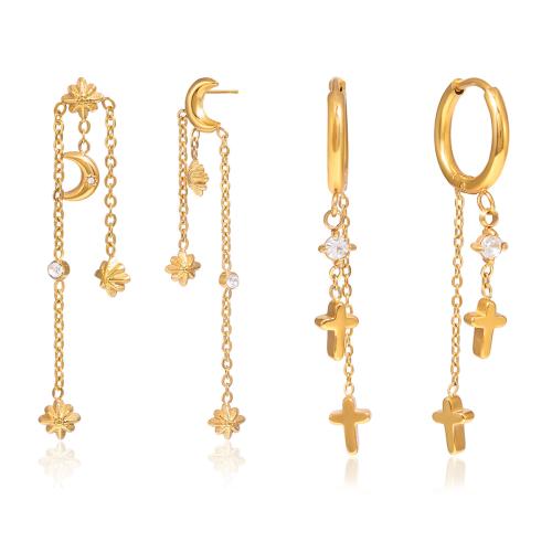 ステンレス　立方ジルコニアのスタッド　イヤリング, ステンレス, とともに キュービックジルコニア, 18Kゴールドメッキ, 異なるスタイルを選択 & 女性用, 無色, 売り手 ペア