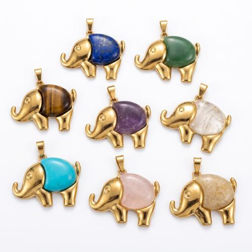 宝石用原石の宝石類のペンダント, ジェムストーン, とともに 304ステンレススチール, 象, DIY & 選択のための異なった材料 売り手 パソコン