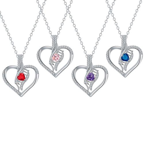 銅 ネックレス, とともに 304ステンレス鋼チェーン, とともに 5cm エクステンダチェーン, ハート形, メッキ, クロスチェーン & 母の日ジュエリー & 女性用 & ライン石のある, 無色, 長さ:約 45 センチ, 売り手 パソコン