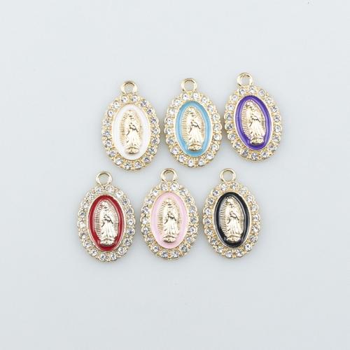 Zinc Alloy Enamel Pendants, gold color plated, DIY & with rhinestone 