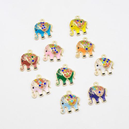 Zinc Alloy Enamel Pendants, gold color plated, DIY & with rhinestone 
