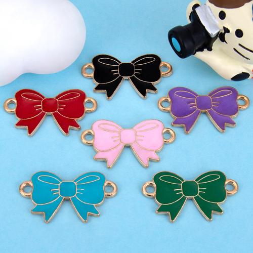 Enamel Zinc Alloy Connector, Bowknot, gold color plated, DIY & 1/1 loop 