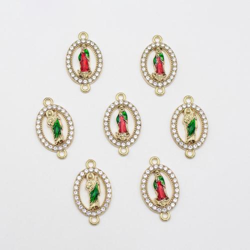 エナメル亜鉛合金のコネクタ, 亜鉛合金, ゴールドメッキ, DIY & 異なるスタイルを選択 & ライン石のある & 1/1 ループ, 無色 売り手 パソコン