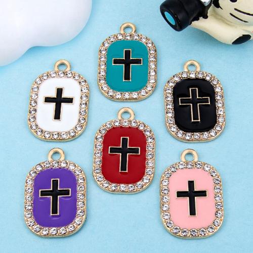 Zinc Alloy Enamel Pendants, gold color plated, DIY & with rhinestone 