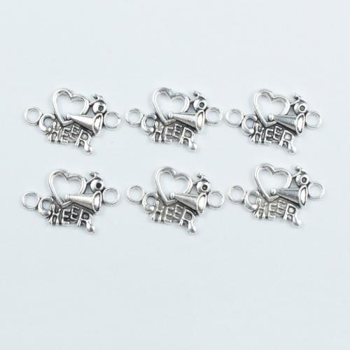 Zinc Alloy Charm Connector, silver color plated, DIY & 1/1 loop & blacken 