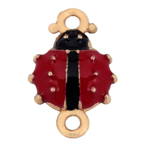 Enamel Zinc Alloy Connector, Ladybug, gold color plated, DIY & 1/1 loop 