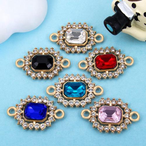 Rhinestone Zinc Alloy Connector, gold color plated, DIY & with rhinestone & 1/1 loop 