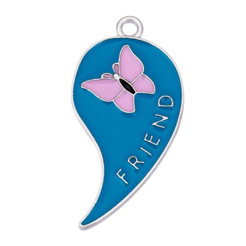 Zinc Alloy Enamel Pendants, silver color plated, DIY, blue 