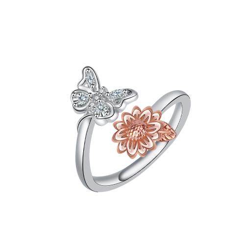 Cubic Zirconia Micro Pave Brass Finger Ring, Butterfly, plated, Mother Day Jewelry & micro pave cubic zirconia & for woman, US Ring 