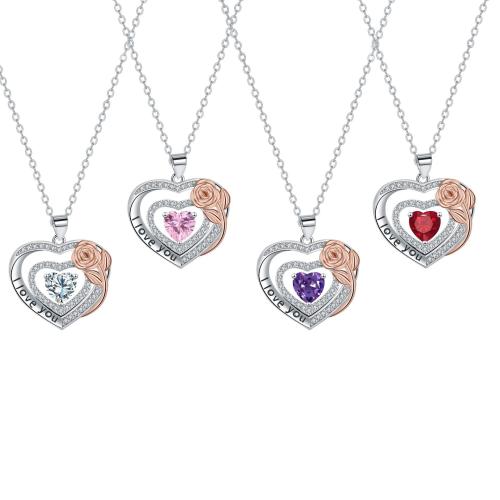 銅 ネックレス, とともに 304ステンレス鋼チェーン, とともに 5cm エクステンダチェーン, ハート形, メッキ, クロスチェーン & 母の日ジュエリー & マイクロパヴェジルコニア & 女性用, 無色, 長さ:約 45 センチ, 売り手 パソコン