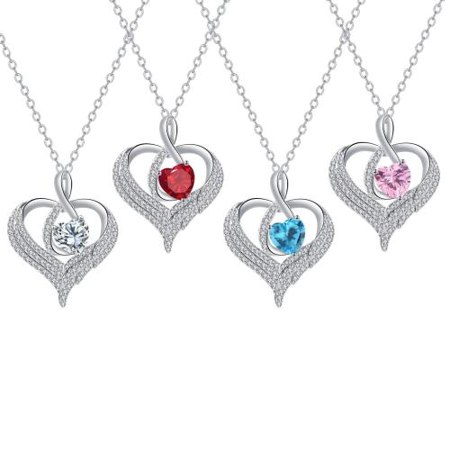 銅 ネックレス, とともに 304ステンレス鋼チェーン, とともに 5cm エクステンダチェーン, ハート形, メッキ, クロスチェーン & 母の日ジュエリー & マイクロパヴェジルコニア & 女性用, 無色, 長さ:約 45 センチ, 売り手 パソコン