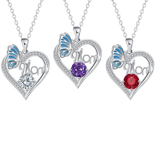 銅 ネックレス, とともに 304ステンレス鋼チェーン, とともに 5cm エクステンダチェーン, ハート形, メッキ, 母の日ジュエリー & マイクロパヴェジルコニア & 女性用 & エナメル, 無色, 長さ:約 45 センチ, 売り手 パソコン