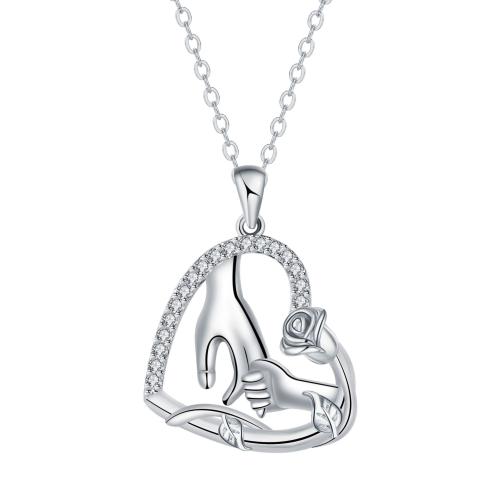 銅 ネックレス, とともに 304ステンレス鋼チェーン, とともに 5cm エクステンダチェーン, ハート形, メッキ, クロスチェーン & 母の日ジュエリー & マイクロパヴェジルコニア & 女性用, 長さ:約 45 センチ, 売り手 パソコン