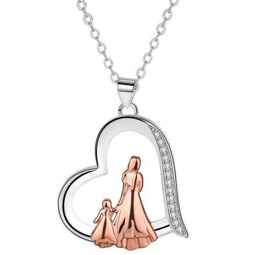 銅 ネックレス, とともに 5cm エクステンダチェーン, ハート形, メッキ, クロスチェーン & 母の日ジュエリー & マイクロパヴェジルコニア & 女性用, 長さ:約 45 センチ, 売り手 パソコン