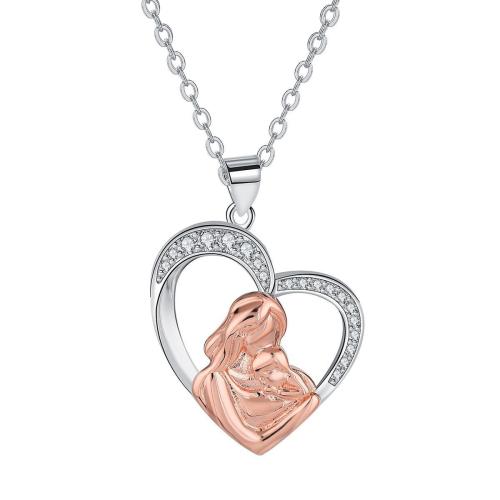 銅 ネックレス, とともに 5cm エクステンダチェーン, ハート形, メッキ, クロスチェーン & 母の日ジュエリー & マイクロパヴェジルコニア & 女性用, 長さ:約 45 センチ, 売り手 パソコン