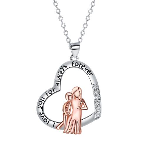 銅 ネックレス, とともに 304ステンレス鋼チェーン, とともに 5cm エクステンダチェーン, ハート形, メッキ, クロスチェーン & 母の日ジュエリー & マイクロパヴェジルコニア & 女性用, 長さ:約 45 センチ, 売り手 パソコン