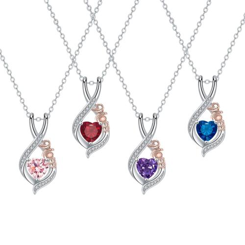 Brass Necklace, with 304 Stainless Steel Chain, with 5cm extender chain, plated, cross chain & Mother Day Jewelry & micro pave cubic zirconia & for woman Approx 45 cm 