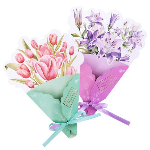 Cardboard Greeting Card, Bouquet, printing & gold accent 