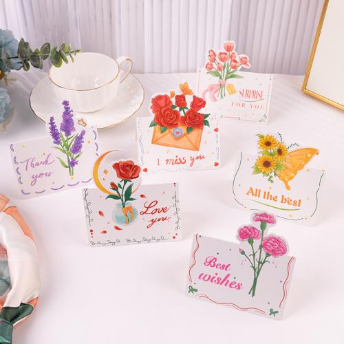 Cardboard Greeting Card, printing & with flower pattern 