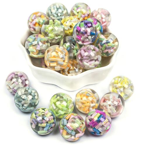 Resin Jewelry Beads, with Polymer Clay, Round, DIY 16mm 