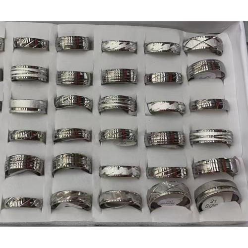 Stainless Steel Finger Ring, 304 Stainless Steel, plated, random ring size & Unisex  & with rhinestone, box size US Ring 
