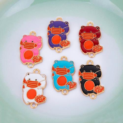 Enamel Zinc Alloy Connector, Bear, gold color plated, DIY & 1/1 loop 