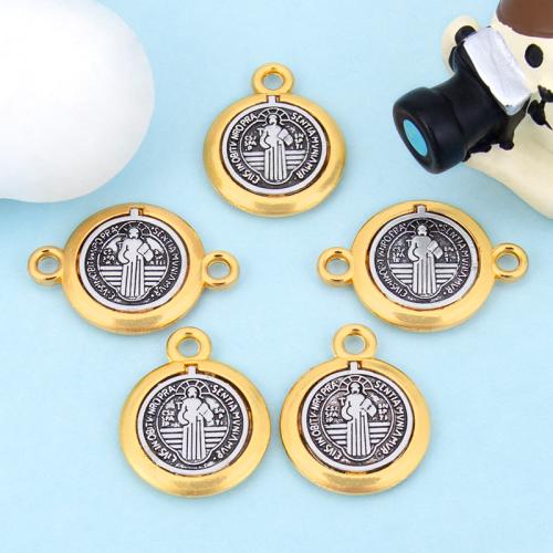 Zinc Alloy Saint Connector, Flat Round, plated, DIY & blacken 