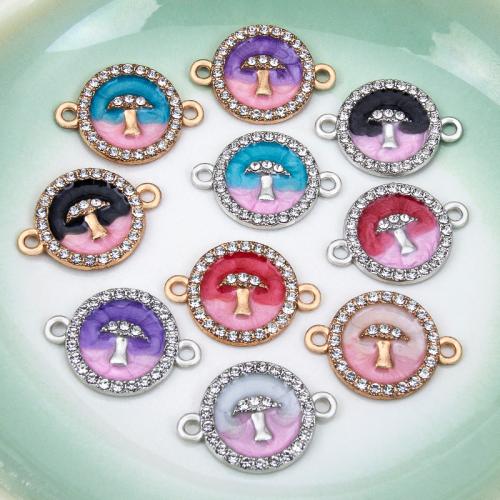 Enamel Zinc Alloy Connector, plated, DIY & with rhinestone & 1/1 loop 